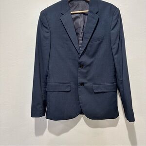H&M Heathered Navy Blue Men's Skinny Fit Blazer